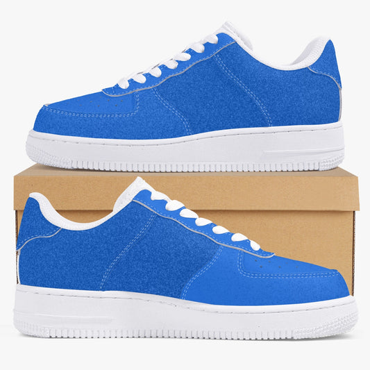 Blue Low-Top Leather Sports Sneakers