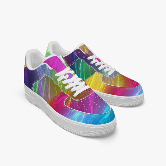 Low-Top Leather Sports Sneakers - Tongue Printable